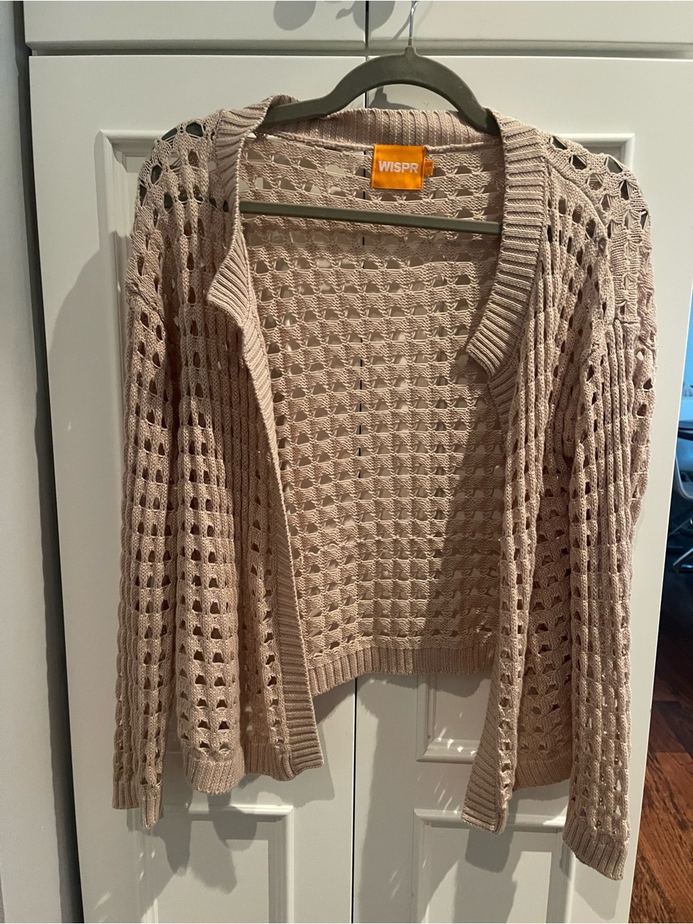 WISPR Open Knit Crochet Cardigan Tan Beige Size S